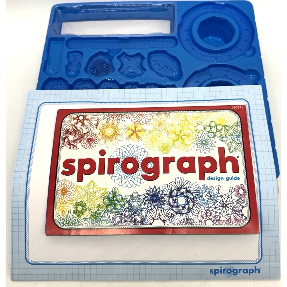 Hasbro Spirograph Blue Replacement Shaped Wheels Rings Rack Instructions Paper